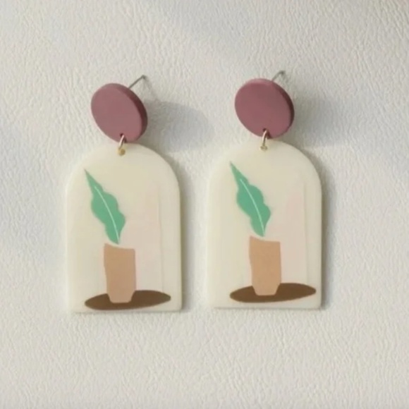 ✨ FREE Plant Geo Shape Floral Boho Peasant Hipster Hippie Art Deco Drop Earrings - Picture 1 of 3